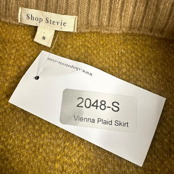 Shop Stevie NWT Vienna Plaid Skirt Knit Sweater Pencil Skirt Size S Tan Yellow - Picture 8 of 12